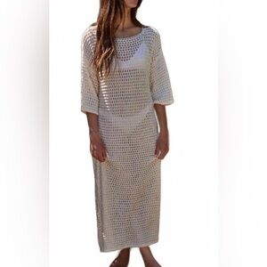 🌺Anthro By Together Cream Crochet Coverup Maxi